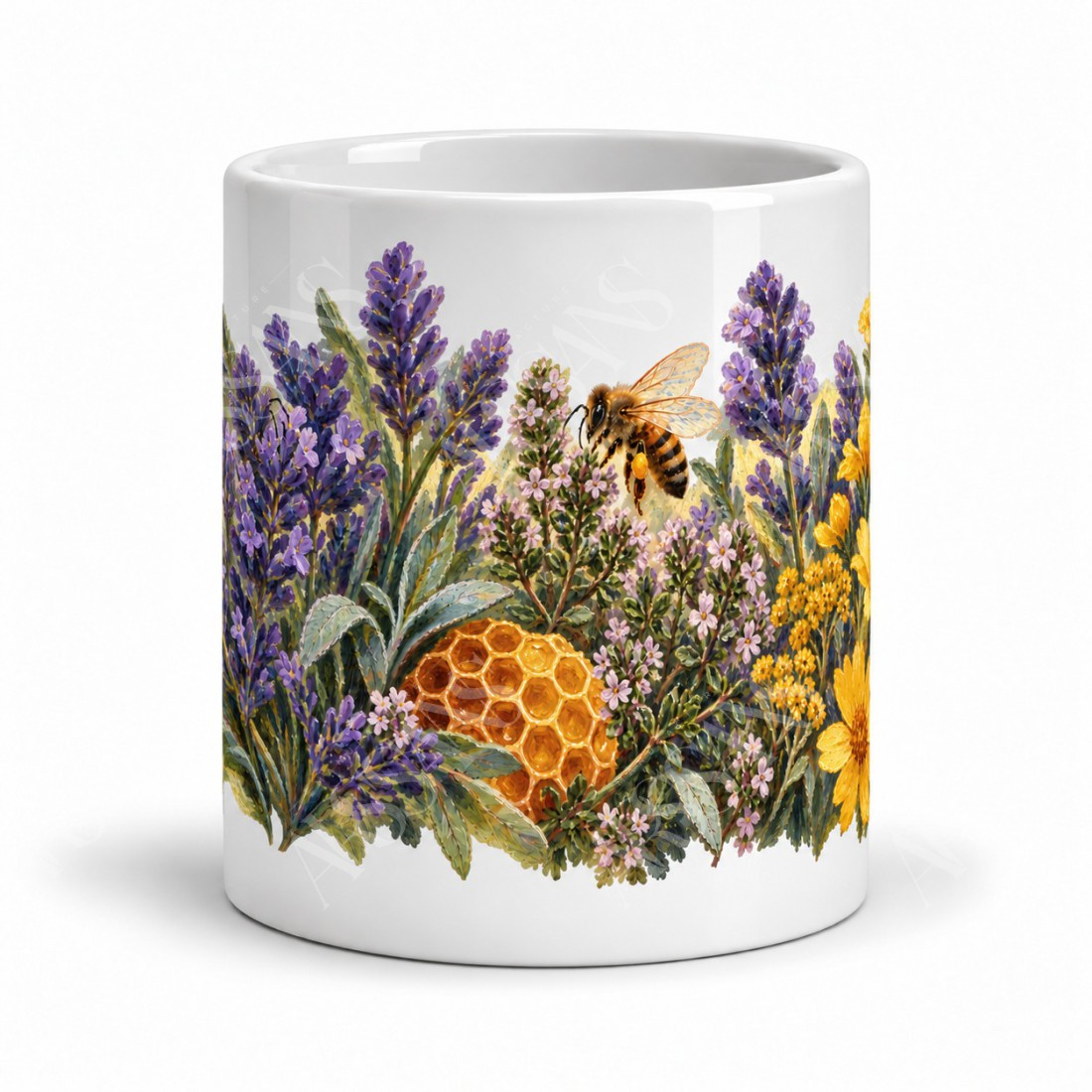 Mug nature - Abeilles et fleurs, vue de face