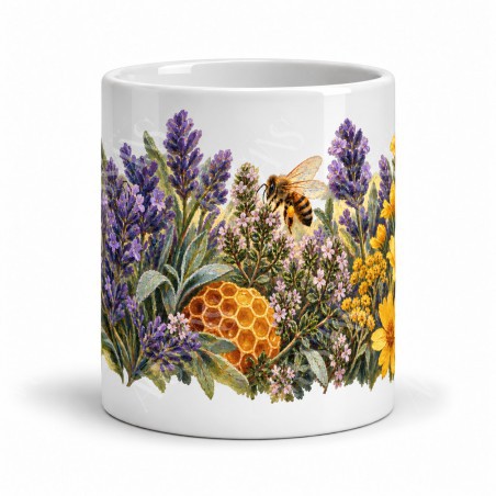 Mug nature - Abeilles et fleurs, vue de face