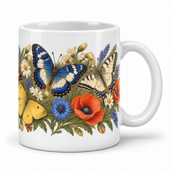 Mug nature - Papillons de collection, anse à droite
