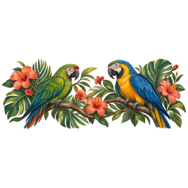 Mug oiseaux - Perroquets du jardin tropical, décor à plat