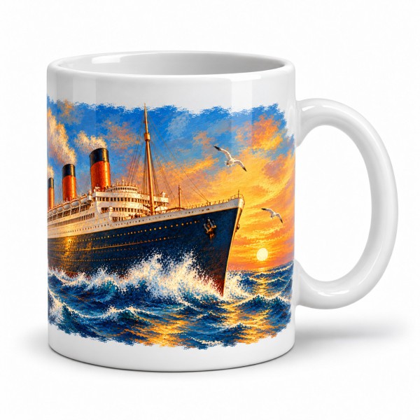 Mug voyage - Le Paquebot des horizons, anse à droite