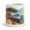 Mug rétro - Le Train de la Riviera, façon tableau, vue de face