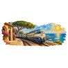 Mug rétro - Le Train de la Riviera, façon tableau, décor à plat