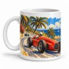 Mug rétro - Grand Prix méditerranéen, façon tableau, anse à gauche