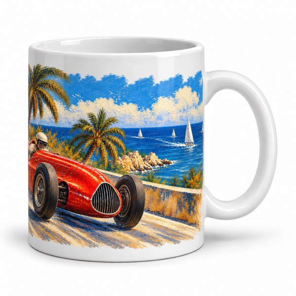 Mug rétro - Grand Prix méditerranéen, façon tableau, anse à droite