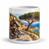Mug rétro - Moto sur la corniche, vue de face