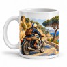 Mug rétro - Moto sur la corniche, anse à gauche
