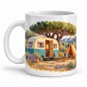 Mug vacances - Camping rétro, anse à gauche