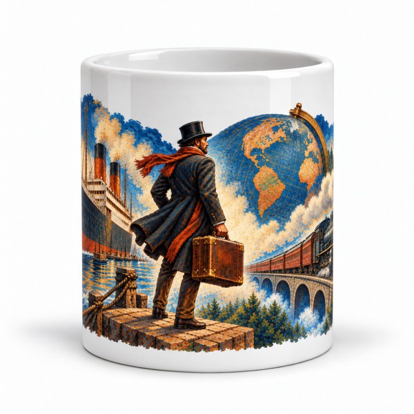 Mug Jules Verne - Le Tour du monde en 80 jours, façon tableau, Manufacture Arssans