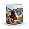 Mug Jules Verne - Le Tour du monde en 80 jours, façon tableau, vue de face