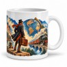 Mug Jules Verne - Le Tour du monde en 80 jours, façon tableau, anse à droite