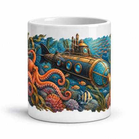 Mug Jules Verne - Vingt mille lieues sous les mers, façon tableau, vue de face