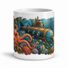 Mug Jules Verne - Vingt mille lieues sous les mers, façon tableau, vue de face