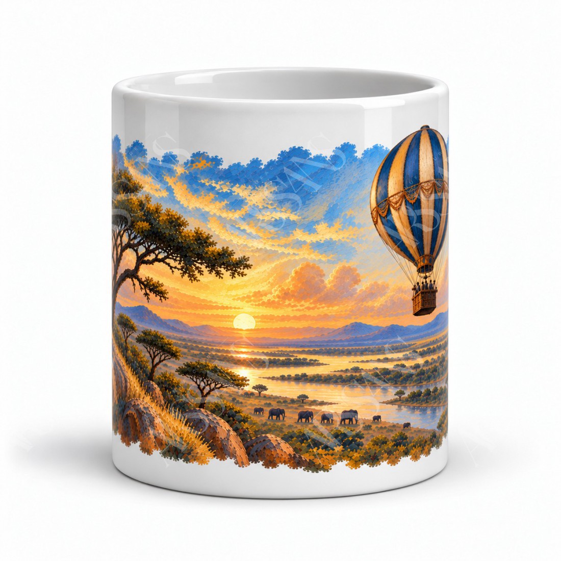 Mug Jules Verne - Cinq semaines en ballon, façon tableau, vue de face