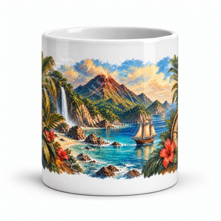 Mug Jules Verne - L’Île mystérieuse, façon tableau, vue de face