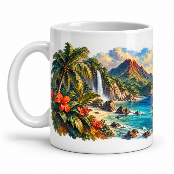 Mug Jules Verne - L’Île mystérieuse, façon tableau, anse à gauche