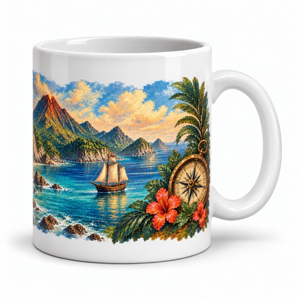 Mug Jules Verne - L’Île mystérieuse, façon tableau, anse à droite