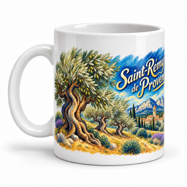 Mug Provence - Oliviers dans le mistral, anse à gauche