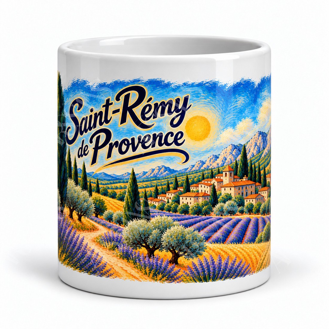 Mug Provence - Cyprès et champs dorés, vue de face