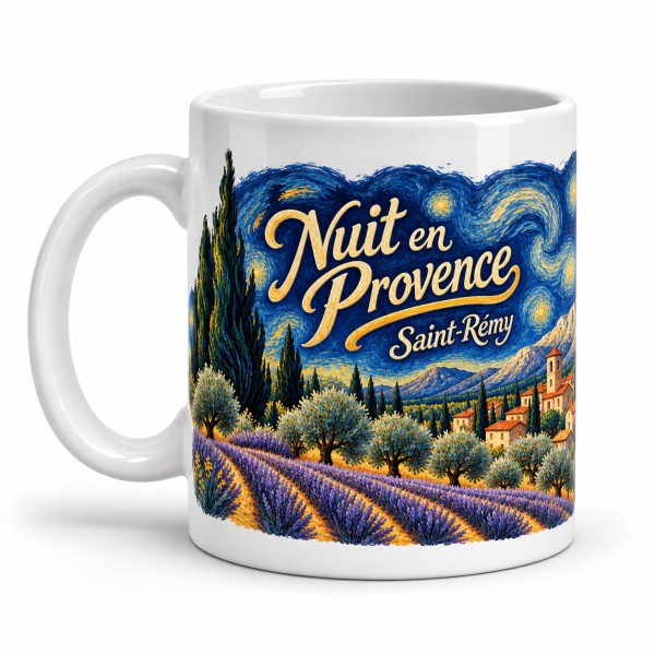 Mug Provence - Nuit étoilée sur les Alpilles, anse à gauche