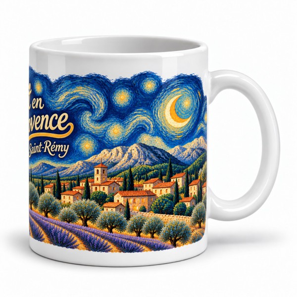 Mug Provence - Nuit étoilée sur les Alpilles, anse à droite