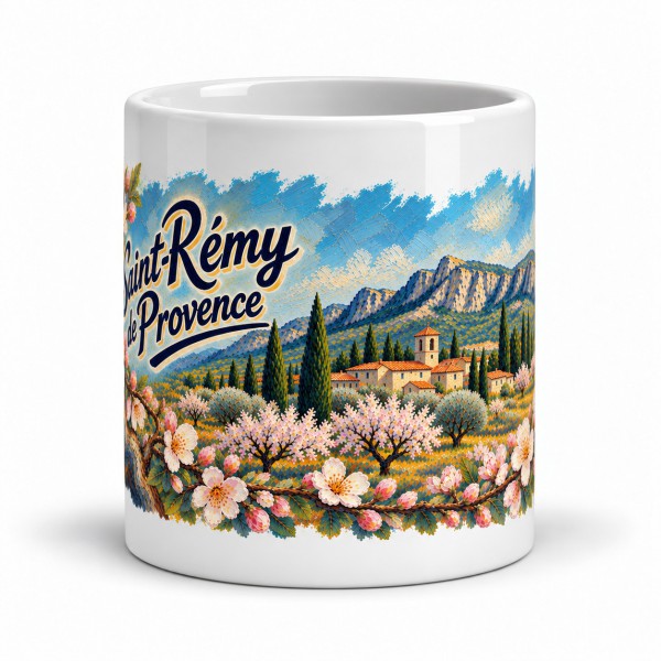 Mug Provence - Amandiers en fleurs, façon carte postale, Manufacture Arssans