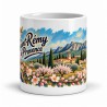 Mug Provence - Amandiers en fleurs, façon carte postale, vue de face