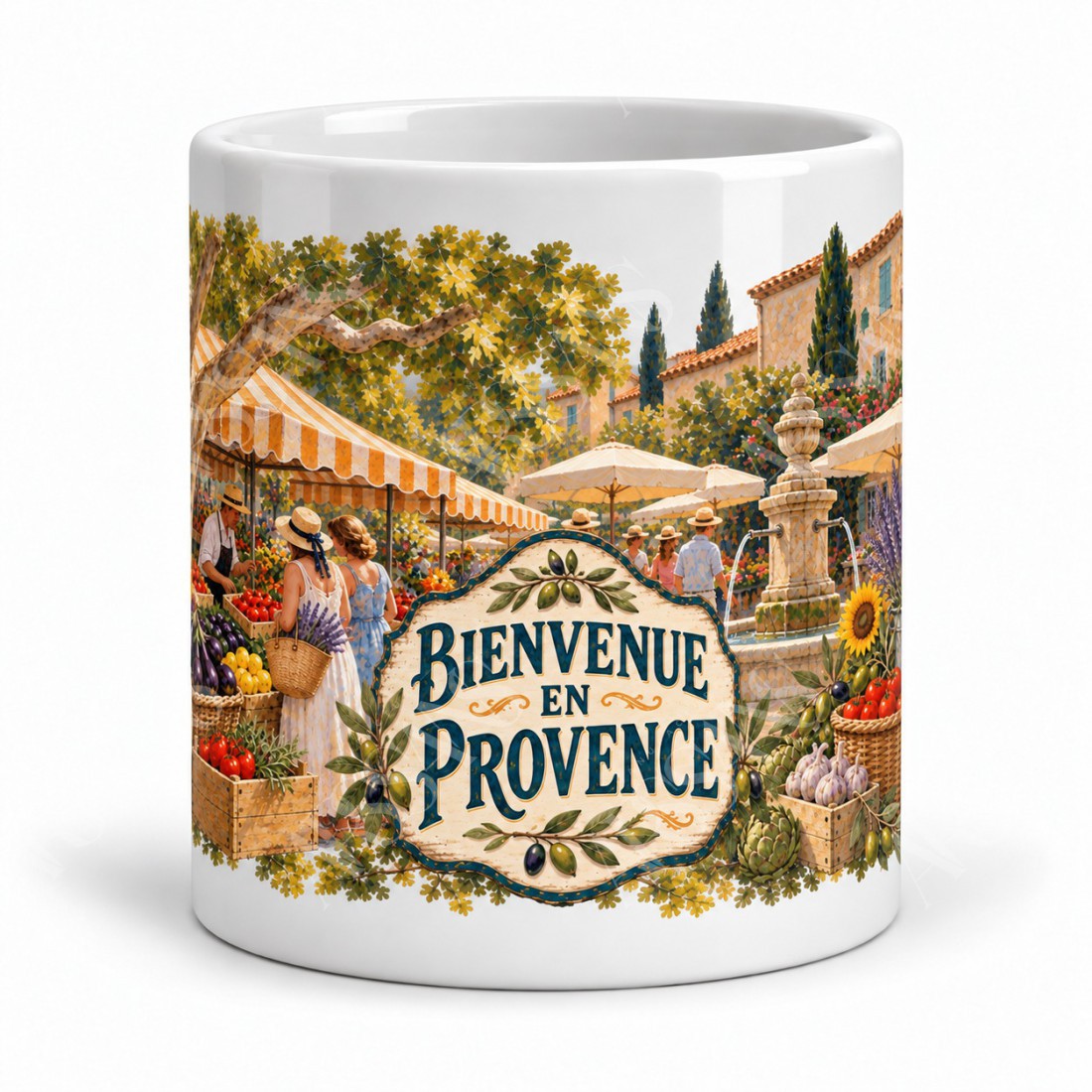 Mug Provence - Marché sous les platanes, vue de face