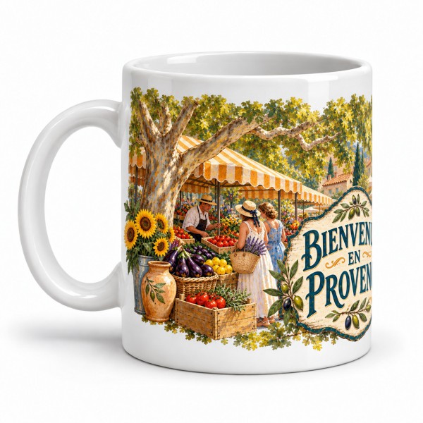 Mug Provence - Marché sous les platanes, anse à gauche