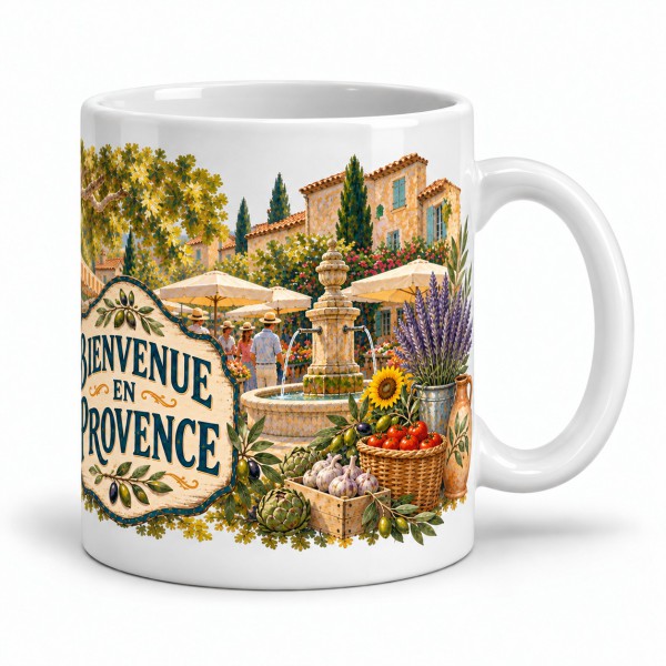 Mug Provence - Marché sous les platanes, anse à droite