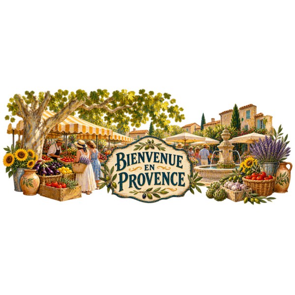 Mug Provence - Marché sous les platanes, décor à plat