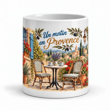 Mug Provence - Terrasse et café du matin, vue de face