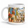 Mug Provence - Terrasse et café du matin, anse à gauche