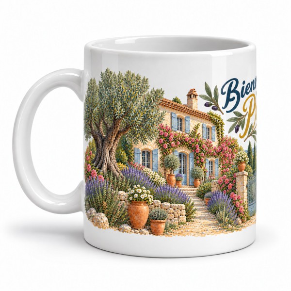 Mug Provence - Mas et jardin provençal, anse à gauche