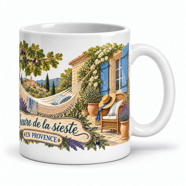 Mug Provence - Sieste aux volets bleus, anse à droite