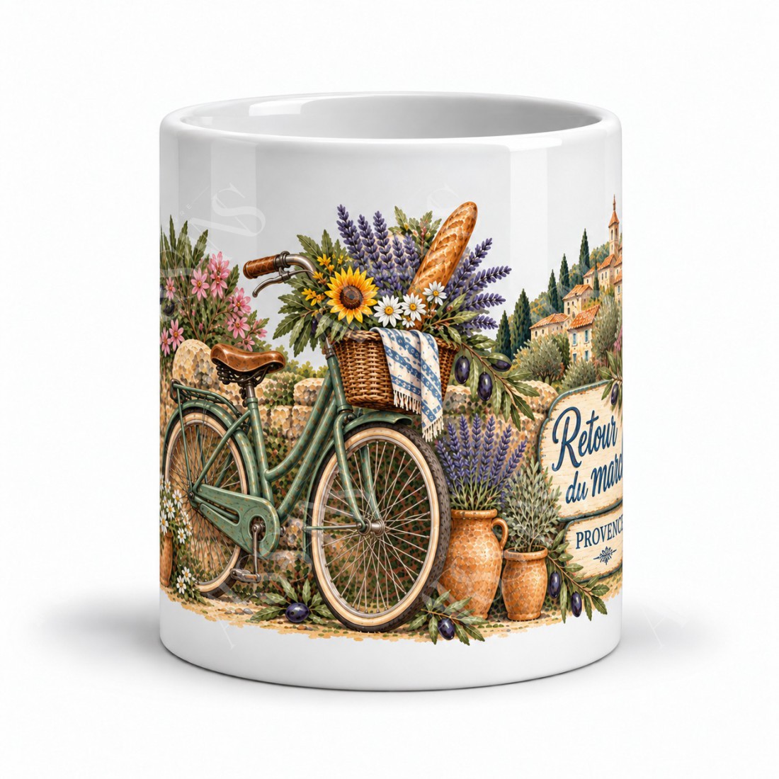 Mug Provence - Bicyclette et panier du marché, vue de face