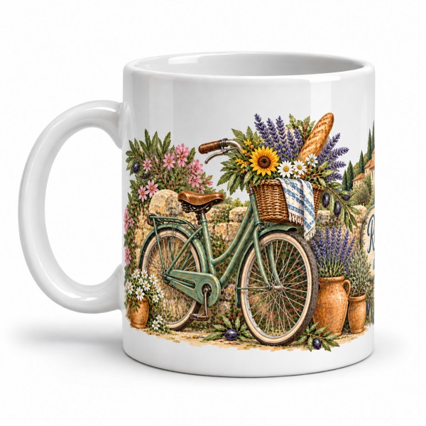 Mug Provence - Bicyclette et panier du marché, anse à gauche