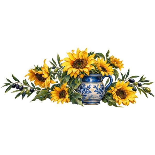 Mug fleurs - Tournesols dans un pichet, décor à plat