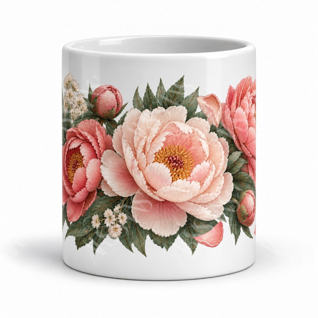 Mug fleurs - Brassée de pivoines, vue de face