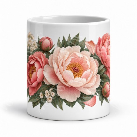 Mug fleurs - Brassée de pivoines, vue de face