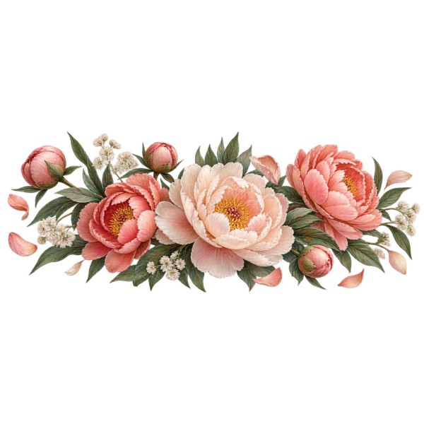 Mug fleurs - Brassée de pivoines, décor à plat
