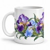 Mug fleurs - Iris et feuillage, anse à gauche