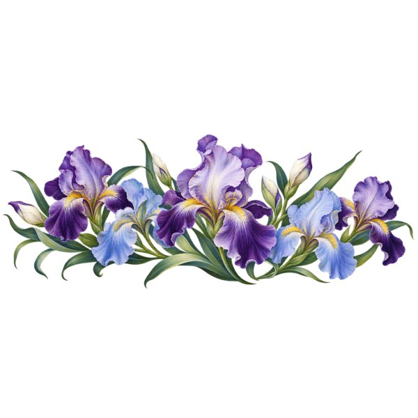 Mug fleurs - Iris et feuillage, décor à plat