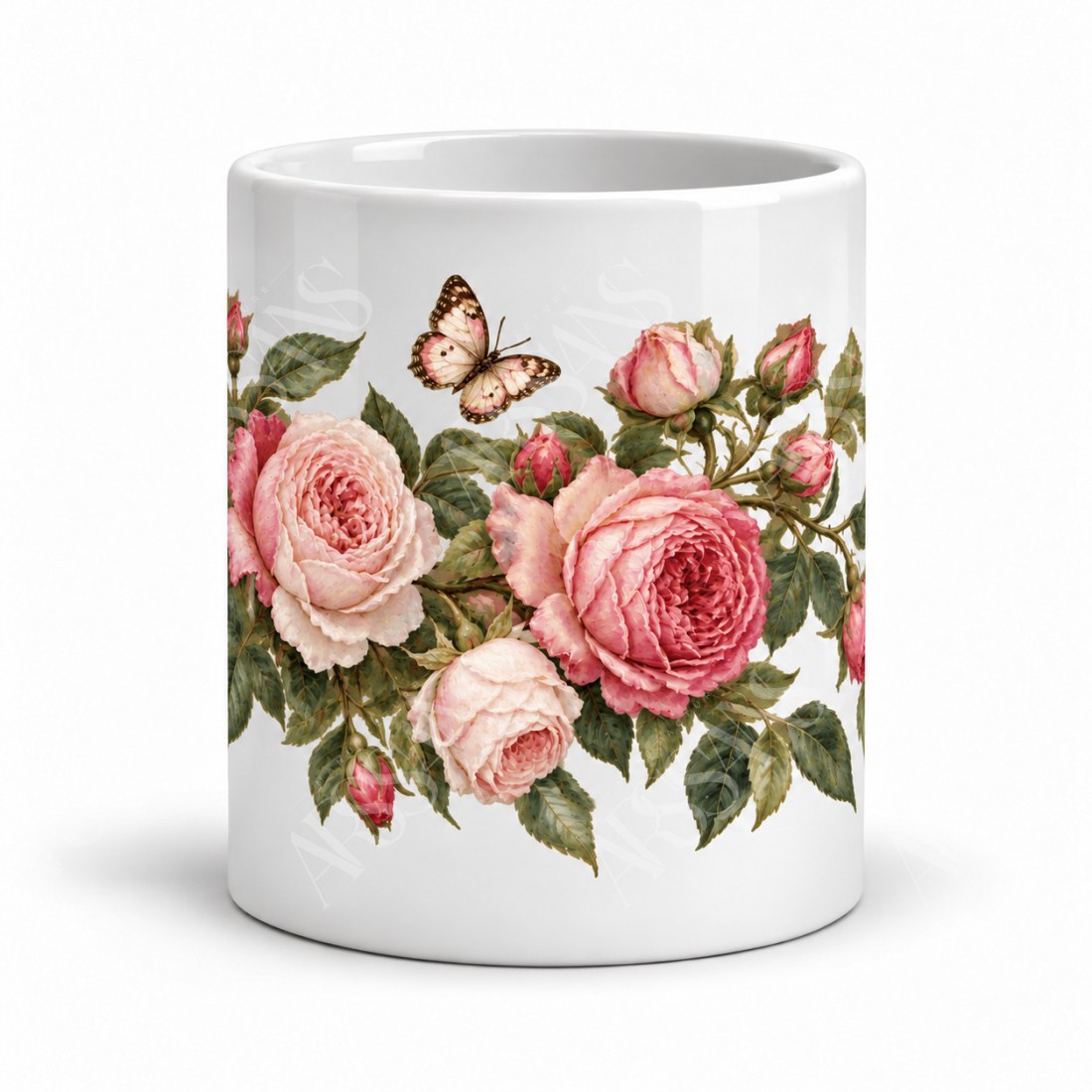 Mug fleurs - Jardin de roses anciennes, vue de face