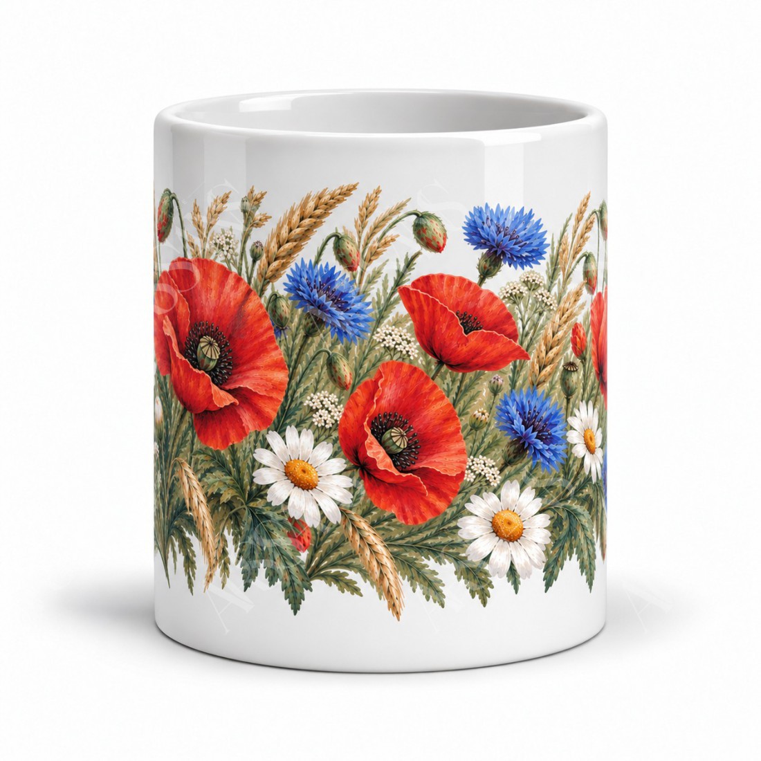 Mug fleurs - Fleurs des champs et coquelicots, vue de face