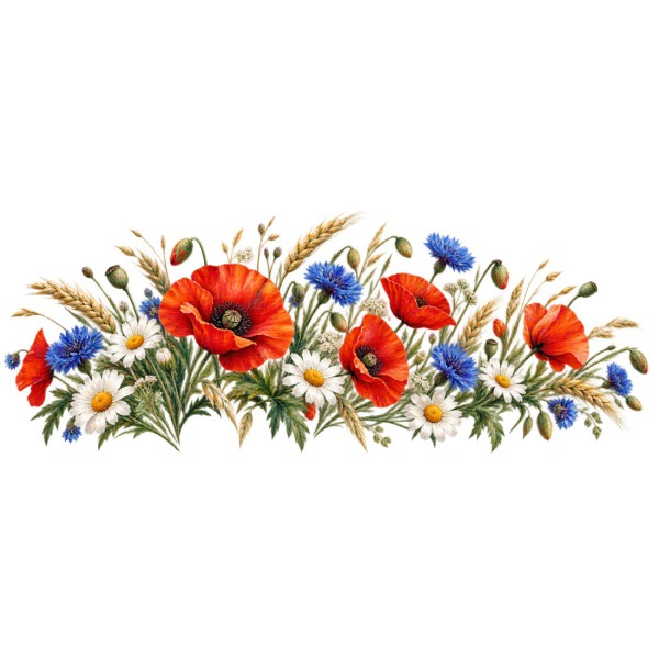 Mug fleurs - Fleurs des champs et coquelicots, décor à plat