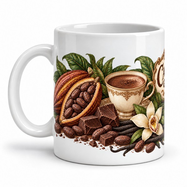 Mug cacao - Cacao et vanille, anse à gauche