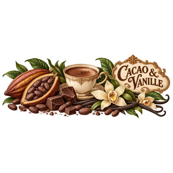 Mug cacao - Cacao et vanille, décor à plat