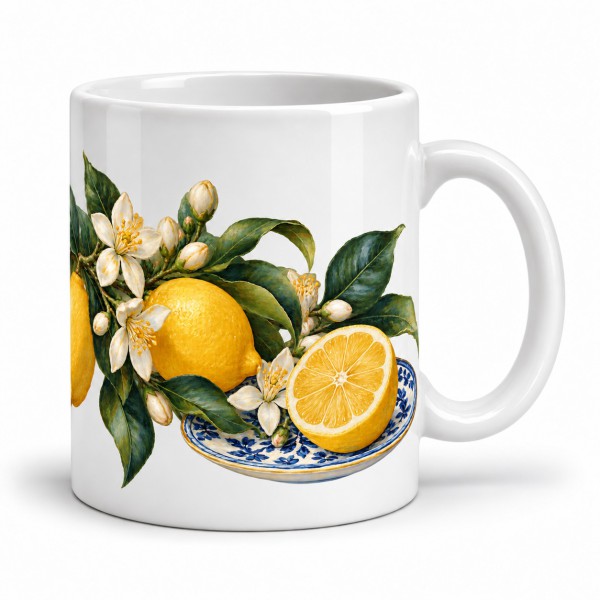 Mug gourmand - Citrons et fleurs de citronnier, anse à droite