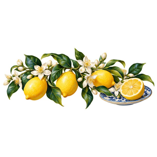 Mug gourmand - Citrons et fleurs de citronnier, décor à plat